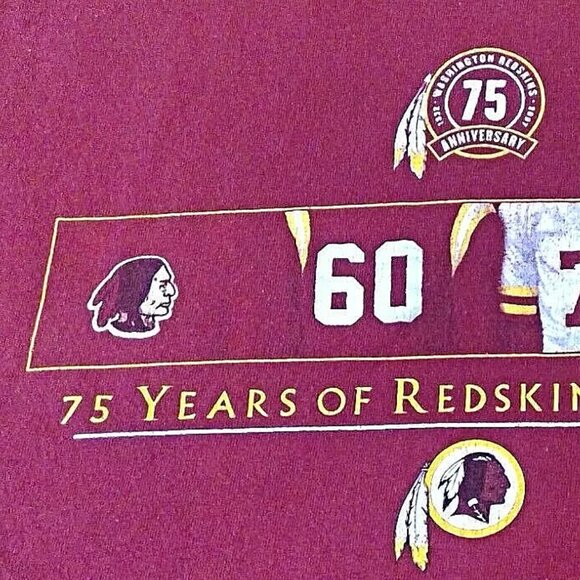 VTG Reebok Washington Redskins 75th Anniversary T Shirt M Red Commanders NFL - Picture 2 of 6